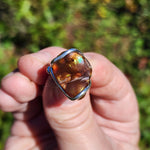 Aquas Calientes Fire Agate Ring sz 8 – Forged Embrace in Sterling Silver