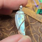 Rainbow Moonstone Fang Pendant - Sterling Silver