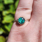 Natural Turquoise Ring Size 8 – Veined Green-Blue Sterling Silver