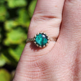 Natural Turquoise Ring Size 8 – Veined Green-Blue Sterling Silver
