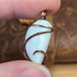 Light Blue Amazonite Pendant - Copper Wrapped Stone Jewelry
