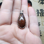 Dinosaur Fossil Gem Bone Pendant in Sterling Silver