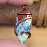 Fiery Common Opal Pendant Marcasite Inclusions - Copper Wrapped