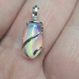 Aurora Opal Mini Cabochon Pendant in Sterling - Handmade Tension-Set Jewelry