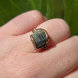 Raw Green Tourmaline Crystal Ring in Copper Ring Sz 10