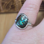 Green Lightning Koroit Boulder Opal Ring Size 8.5 – Sterling Silver