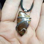 Australian Boulder Opal Pendant in Sterling Silver - Large Abstract