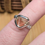Raw Oregon Sunstone Ring with Schiller sz 6 - Sterling Silver