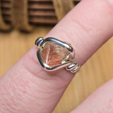 Raw Oregon Sunstone Ring with Schiller sz 6 - Sterling Silver