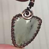 Serpentine Copper Pendant - Blue Green Natural Embrace