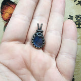 Royal Blue Faceted Labradorite Antiqued Sterling Silver Pendant