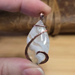 Tube Moss Agate Pendant Crystal Fade with Geode Copper Wrapped