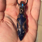 Blue Sodalite Labradorite Pendant – Copper Flow + Night Sky Flame