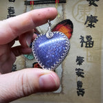 Bright Purple Heart Shape Double-sided Grape Agate Pendant Necklace in Bright Sterling Silver