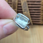 Aquamarine Crystal Ring – sz 7.5 – Clear Blue Natural Beryl