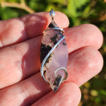 Lavender Moss Agate Pendant – Black Inclusions in Sterling Silver