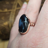 Pietersite Copper Ring sz Size 9.5 – Stormy Blue Fibrous Chatoyance