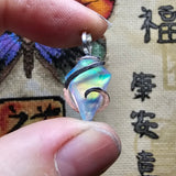 Faceted Rainbow Aurora Opal Pendant In Hammered Sterling Silver with 20 Inch Chain - Rock Your World 