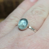 Stormy Blue Aquamarine Ring Size 12.75 - Hammered Sterling Silver
