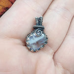 Flashy Rose Cut Rainbow Moonstone Antiqued Sterling Silver Pendant