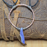 Charoite Pendant Hammered Copper Silver Fill - Adjustable Necklace