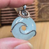 Aquamarine Donut Pendant Sterling Silver 14kt Rose Gold Filled Wave Wrap