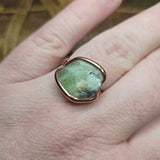 Natural Peridot Copper Ring – Size 10 – Raw Green Crystal in Forged Copper