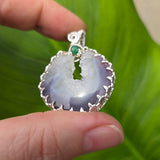 Purple Banded Agate Geode Pendant – Sterling Silver with Emerald Accent - Rock Your World 