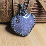 Purple Heart Shape Double-sided Grape Agate Pendant Necklace - Sterling Silver