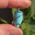 Sky Blue 10ct Turquoise Pendant - Hammered Sterling Silver