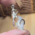 Golden Tube + Moss Carnelian Agate Pendant – Sterling Silver