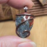 Flaming Common Opal Pendant Marcasite Inclusions - Copper Wrapped