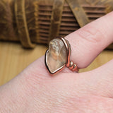Raw Oregon Sunstone Crystal Ring Sz 7.5 in Hammered Copper