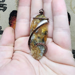 Beverly Marie Oregon Graveyard Point Plume Agate Pendant in Copper