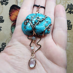 "Oregon Coast Rain" Cloud Mountain Turquoise Cloud with Rainbow Moonstone Raindrop