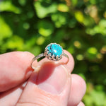 Natural Turquoise Ring sz 8 – Bright Blue Cab with Dramatic Black Matrix Sterling Silver