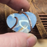White Sky Plume Agate Heart Pendant – Recycled Copper