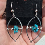 Kingman Turquoise Nugget Leaf Earrings in Sterling Silver