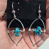 Kingman Turquoise Nugget Leaf Earrings in Sterling Silver