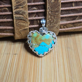 Healed Turquoise Heart Pendant - Bright Sterling Silver