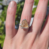 Oregon Sunstone Ring sz 8.5 Sterling Silver – Pink Center with Light Schiller
