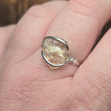 Raw Light Pink Oregon Sunstone Ring Size sz 11.5 - Sterling Silver