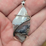 Dendritic Quartz & Common Opal Pendant – Winter Ridge in Sterling Silver