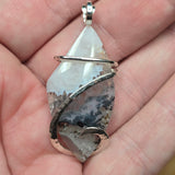 Dendritic Quartz & Common Opal Pendant – Winter Ridge in Sterling Silver