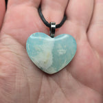 Sky Plume & Aurora Opal Heart Pendant – Resin Back