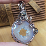 Purple Agate Geode Pendant – Quartz Crystal Portal in Antiqued Copper
