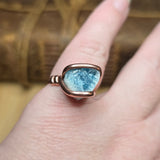 Raw Crystal Ring sz 7.25 – Blue Tourmaline with Pale Pink Rim