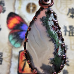 Banded Agate with Moss Agate Pendant in Copper