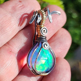 Aurora Opal Onion Pendant – Sterling Silver + 14kt Gold Fill