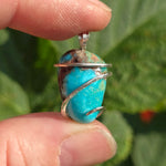 Sky Blue Turquoise with Red-Brown Matrix Pendant – Sterling Silver